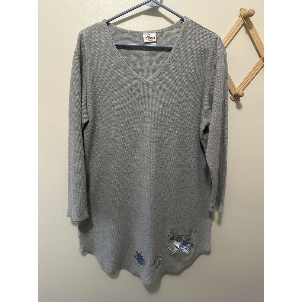 Womens Small Vintage Disney Store Gray Snow White Waffle Sleep Dress Long Sleeve